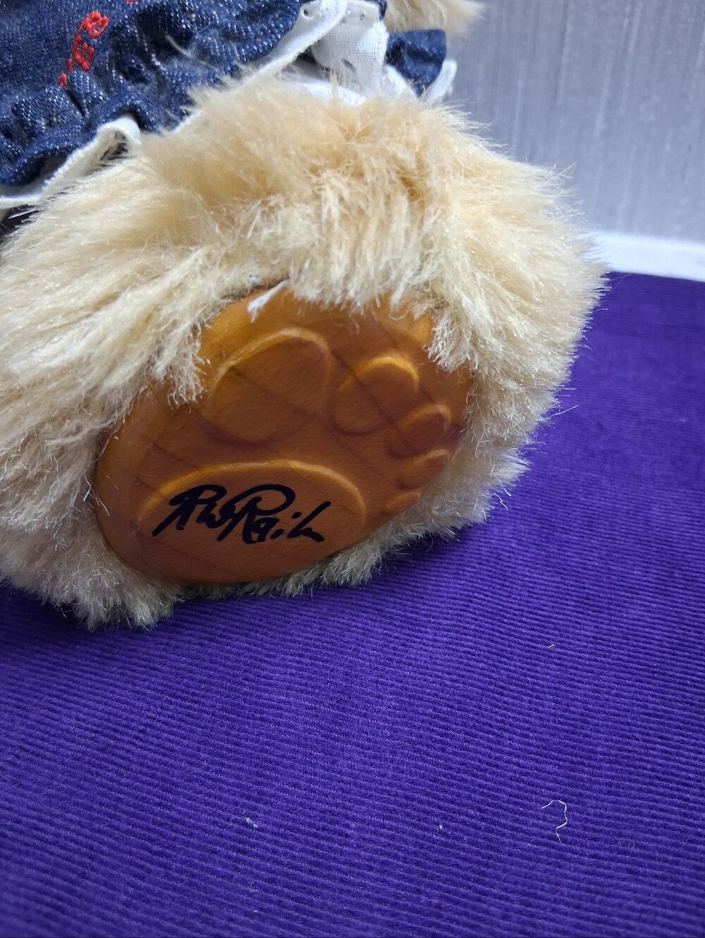 Vintage Signed Robert Raikes Bear BONNIE Wood Face 16" Limited Edition - Picture 8 of 10